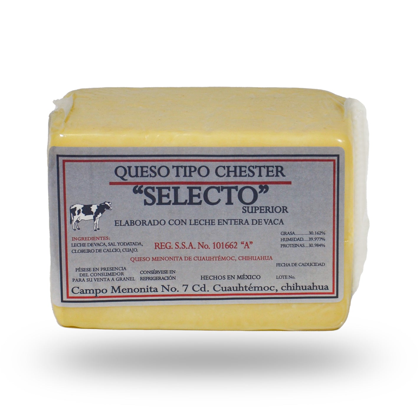 Queso Selecto tipo Chester 100% Leche De Vaca 1kg